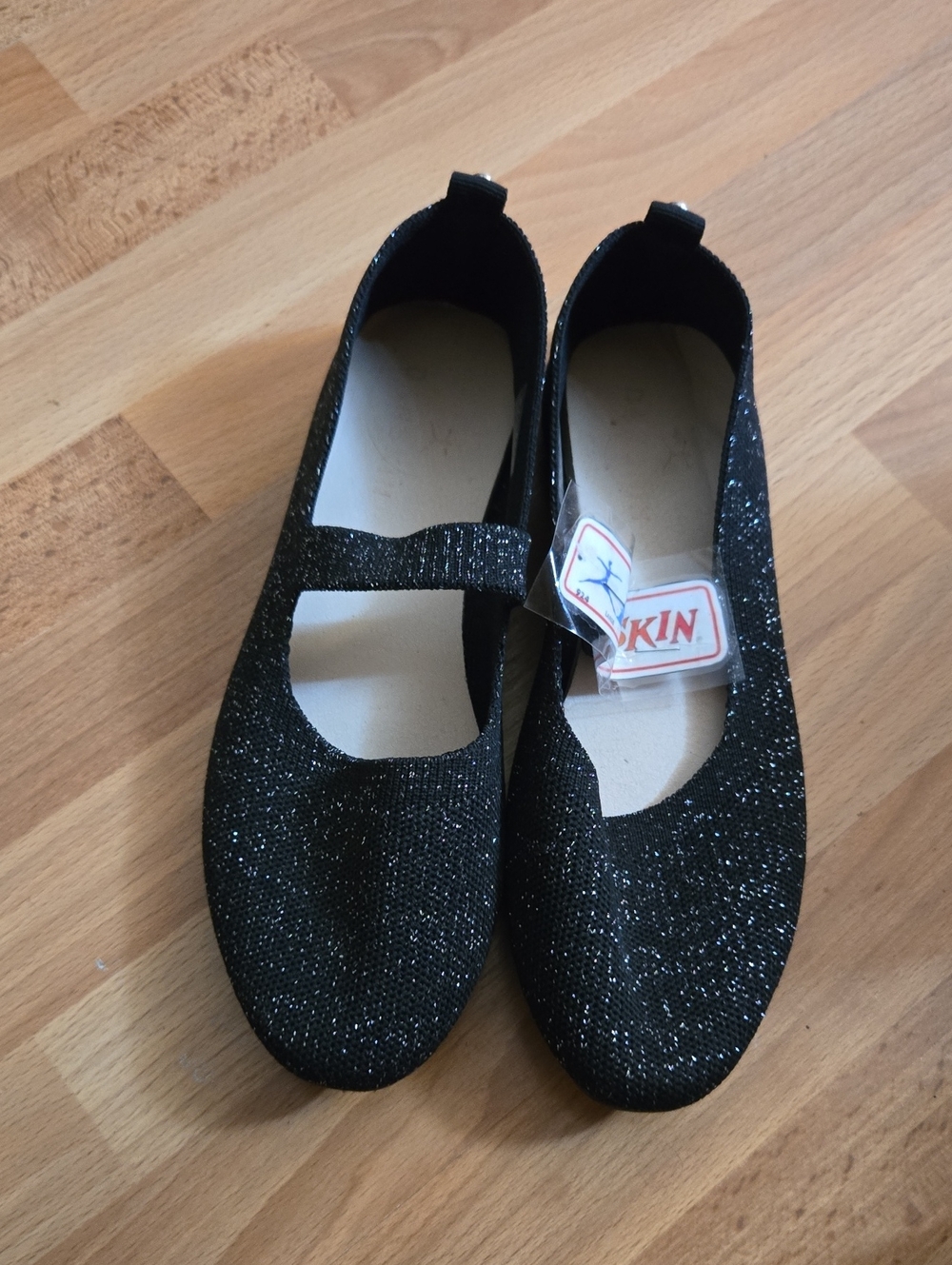 Danskin Black Sparkle Mary Jane Flats